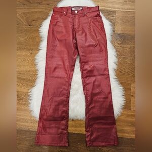 Vintage Low Rise Shimmery Red Straight-Leg Pants